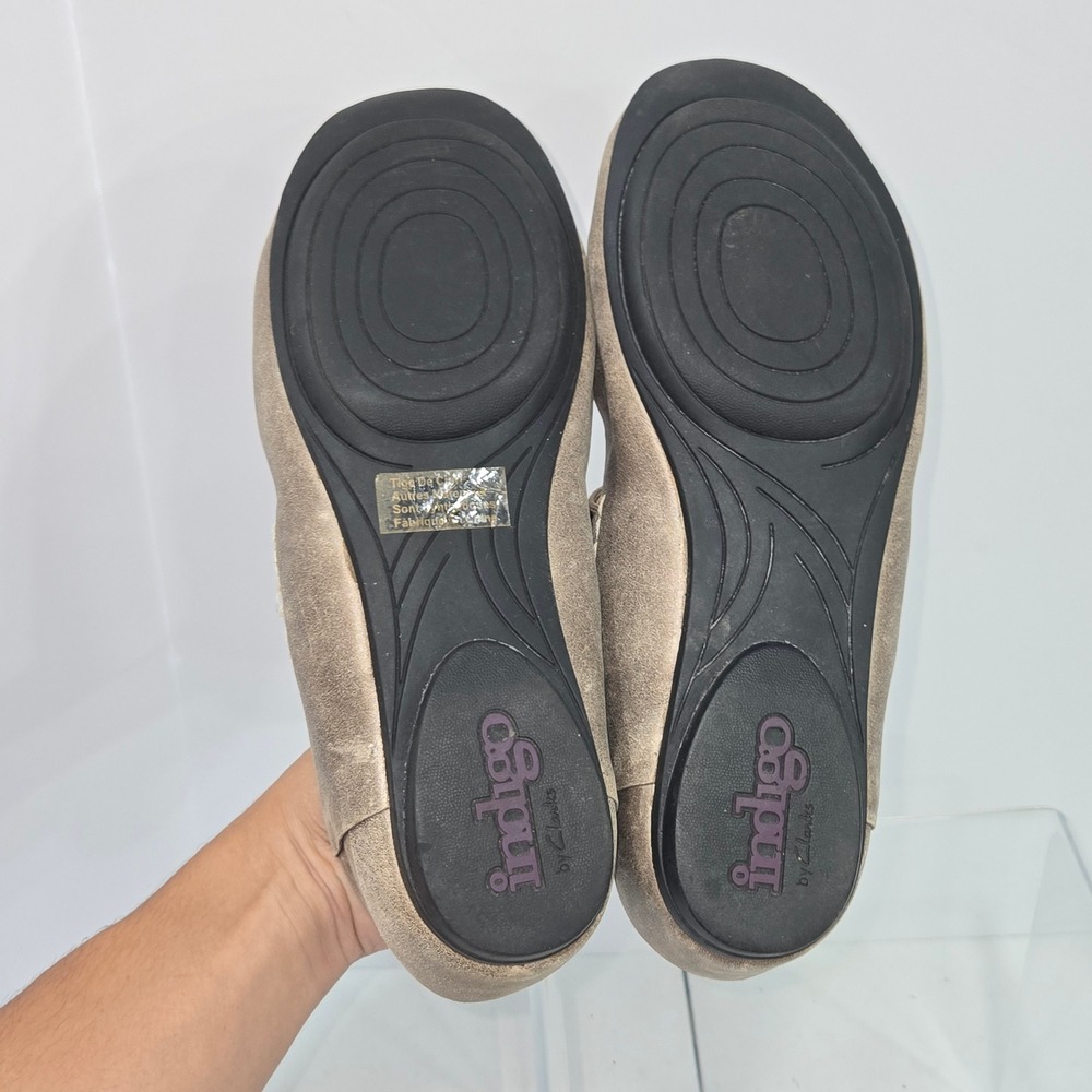 Indigo by Clarks Womens 8M Metallic Gold Leather Strappy Ballet Flats 87674 - Picture 10 of 11